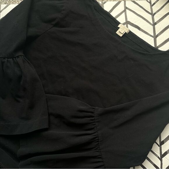 J. Crew Size XL Bell Sleeve Basic Black 3/4 Sleeve Tee - Picture 1 of 4